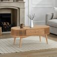 Soho Coffee Table - 1 Drawer - Slatted Oval - Oak