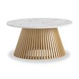 Soho Oak Coffee Table - Slatted Round - White Marble Top