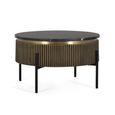 Stephen Coffee Table - Ribbed Brass - Round - Black Marble Top