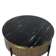 Stephen Coffee Table - Ribbed Brass - Round - Black Marble Top