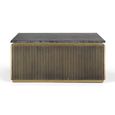 Stephen Coffee Table - Ribbed Brass - Square - Black Marble Top