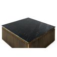 Stephen Coffee Table - Ribbed Brass - Square - Black Marble Top
