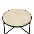 Coffee Table - Round - Travertine Marble and Black Metal
