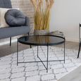 Venezia Coffee Table - Round - Large - Black - Glass and Metal