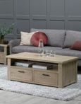 Washed Grey Reclaimed Pine 2 Drawer Coffee Table
