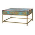 Yambagomi Coffee Table - Blue Painted Mango Wood - 1 Drawer