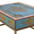 Yambagomi Coffee Table - Blue Painted Mango Wood - 1 Drawer