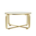 Yuan Coffee Table - Round - Mirrored and Gold Metal