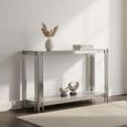 Belini Console Table  Grey Sintered Stone and Chrome