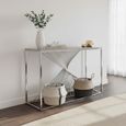 Calabria Console Table  Grey Sintered Stone and Chrome