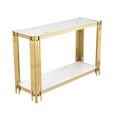 Belini Console Table  White Sintered Stone and Gold