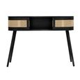 Noah Console Table - 110cm - Black and Rattan