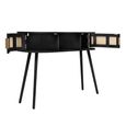Noah Console Table - 110cm - Black and Rattan