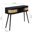 Noah Console Table - 110cm - Black and Rattan