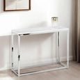 Clearance - Scala Console Table - 100cm - White Marble Effect and Chrome - A623