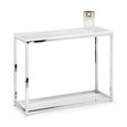 Clearance - Scala Console Table - 100cm - White Marble Effect and Chrome - A623