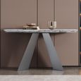 Taurus Console Table - Beige Marble - Dark Grey Base