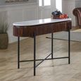 Opal Fluted Console Table - 2 Drawer - White Marble Top - Mango Wood