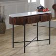 Opal Fluted Console Table - 2 Drawer - White Marble Top - Mango Wood
