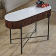 Opal Fluted Console Table - 2 Drawer - White Marble Top - Mango Wood