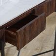 Opal Fluted Console Table - 2 Drawer - White Marble Top - Mango Wood