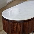 Opal Fluted Console Table - 2 Drawer - White Marble Top - Mango Wood