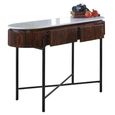 Opal Fluted Console Table - 2 Drawer - White Marble Top - Mango Wood