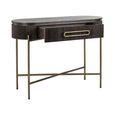 Luxor Brushed Brass Ribbed 1 Drawer Curved Console Table
