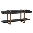 Cambon Dark Oak and Brass Large Console Table