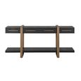 Cambon Dark Oak and Brass Large Console Table
