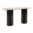 Hampton Travertine Beige Top Console Table with Black Fluted Base