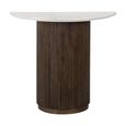 Mayfield White Marble Top Half Moon Console Table - Dark Wood Fluted Base