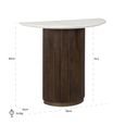 Mayfield White Marble Top Half Moon Console Table - Dark Wood Fluted Base
