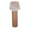 Ashford Console Table - Oval - Fluted - Pale Taupe - Marble Top and Mango Wood