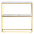 Alisma Console Table - White Marble and Gold Metal - with Shelf
