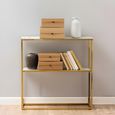 Alisma Console Table - White Marble and Gold Metal - with Shelf