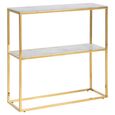 Alisma Console Table - White Marble and Gold Metal - with Shelf