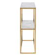 Alisma Console Table - White Marble and Gold Metal - with Shelf
