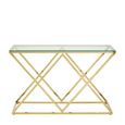 Allure Console Table - Clear Glass - Gold Inverted Prism Base