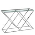 Allure Console Table - Clear Glass - Silver Inverted Prism Base