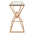 Allure Console Table - Clear Glass - Rose Gold Corseted Base