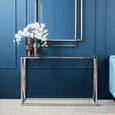 Allure Console Table - Glass - Silver Cross Base