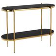 Arezzo Console Table - Oval - Black Glass and Gold Metal - with Shelf