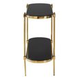 Arezzo Console Table - Oval - Black Glass and Gold Metal - with Shelf