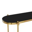 Arezzo Console Table - Oval - Black Glass and Gold Metal - with Shelf