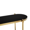 Arezzo Console Table - Oval - Black Glass and Gold Metal - with Shelf