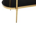 Arezzo Console Table - Oval - Black Glass and Gold Metal - with Shelf