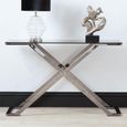 Axel Console Table - Grey Smoke Glass and Metal