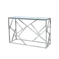 Azaria Console Table - Glass and Chrome - Geometric Base