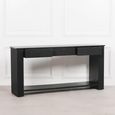 Acacia Wood Fluted Console Table - Black Painted - Large